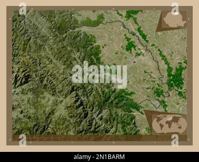 Suceava, county of Romania. Low resolution satellite map. Locations and ...