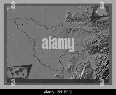 Timis, county of Romania. Bilevel elevation map with lakes and rivers ...
