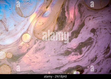 Abstract multicolor space blurred gradient background with bubbles. Stock Photo