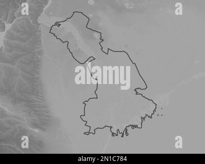 Astrakhan', region of Russia. Grayscale elevation map with lakes and rivers Stock Photo