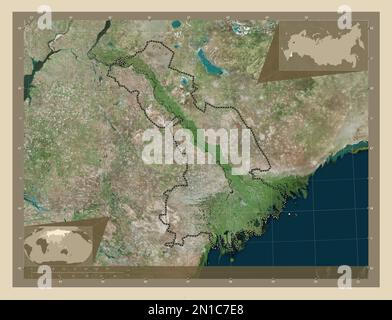 Astrakhan', region of Russia. High resolution satellite map. Corner auxiliary location maps Stock Photo