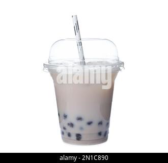 https://l450v.alamy.com/450v/2n1c890/tasty-brown-milk-bubble-tea-in-plastic-cup-isolated-on-white-2n1c890.jpg