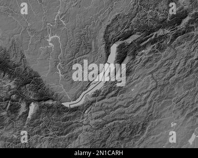Buryat, republic of Russia. Bilevel elevation map with lakes and rivers Stock Photo