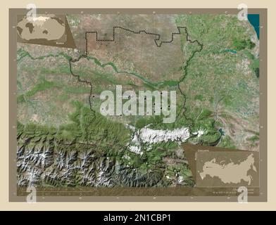 Chechnya, republic of Russia. High resolution satellite map. Locations ...