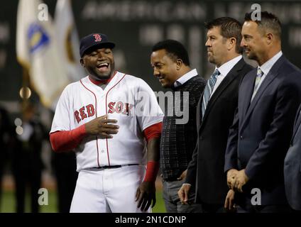 Pitcher Pedro Martinez of the Boston Red Sox poses during spring