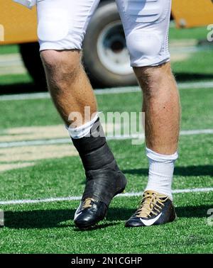 Wake Forest quarterback John Wolford 10 bandaged ankle while