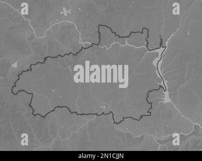 Ivanovo, region of Russia. Grayscale elevation map with lakes and rivers Stock Photo