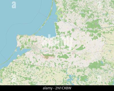 Kaliningrad, region of Russia. Open Street Map. Locations of major ...