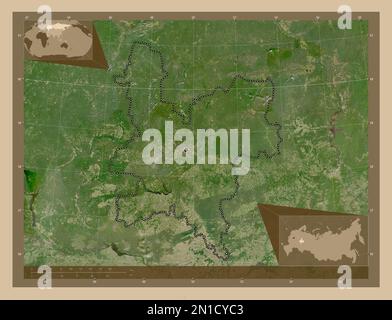 Kirov, region of Russia. Low resolution satellite map. Corner auxiliary location maps Stock Photo