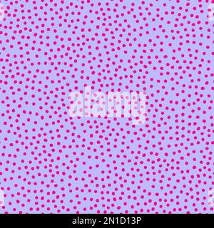 Seamless neon polka dots pattern. Pink color hand-drawn circles on violet background. Abstract Random points ornament. Vector bright illustration for Stock Vector