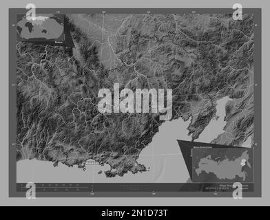 Maga Rivers Map Global Maga Buryatdan, region of Russia. Bilevel elevation map with lakes and ...