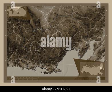 Maga Rivers Map Global Maga Buryatdan, region of Russia. Colored elevation map with lakes and ...