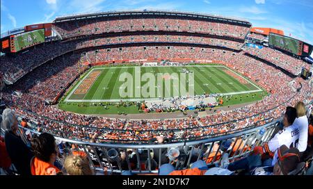 A general overall interior view of FirstEnergy Stadium during an NFL  football game between the Cleveland Browns and the New England Patriots,  Sunday, Oct. 16, 2022, in Cleveland. (AP Photo/Kirk Irwin Stock