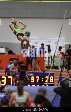 Amalie Svabikova from Czech Republic competes in pole vault during the Czech Indoor Gala athletics meeting of the silver category of the World Indoor Stock Photo