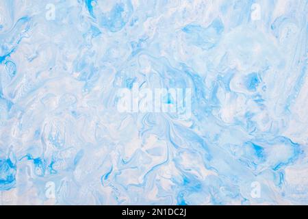 Abstract marble blue pastel color paint texture background with light reflections. Stock Photo