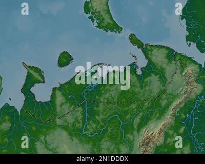 Nenets, Autonomous Province Of Russia. Colored Elevation Map With Lakes ...