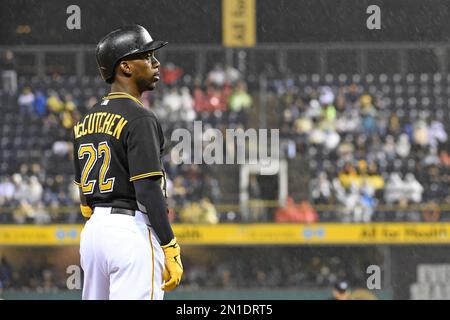 Pittsburgh Pirates' Andrew McCutchen stands in the dugout before a baseball  game against the Colorado Rockies in Pittsburgh, Monday, May 8, 2023. (AP  Photo/Gene J. Puskar Stock Photo - Alamy