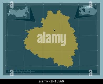 Tula, region of Russia. Solid color shape. Corner auxiliary location maps Stock Photo