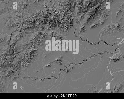 Yevrey, autonomous region of Russia. Bilevel elevation map with lakes and rivers Stock Photo