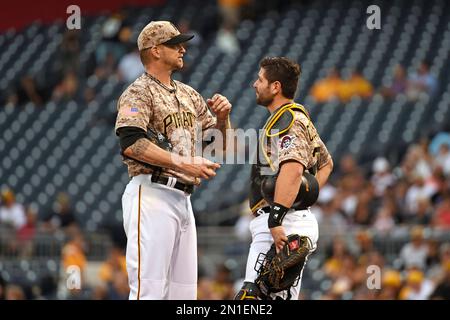 Pittsburgh Pirates' A.J. Burnett practices at baseball spring training,  Tuesday, Feb. 21, 2012, in Bradenton, Fla. (AP Photo/Matt Slocum Stock  Photo - Alamy