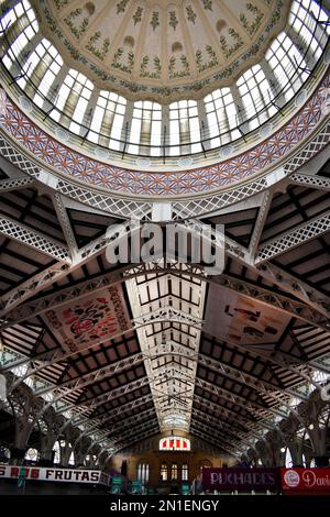 Valencia Central Market exterior, styled in Art Nouveau, opened in 1928, one of the largest markets in Europe, Valencia, Spain, Europe Stock Photo