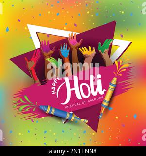 Beautiful poster for Indian festival Happy Holi with colorful background. Stock Vector