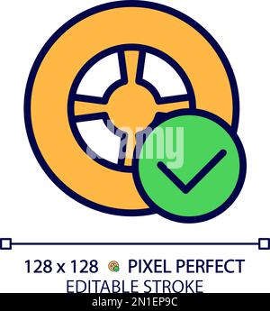 Vehicle tire safety pixel perfect RGB color icon Stock Vector