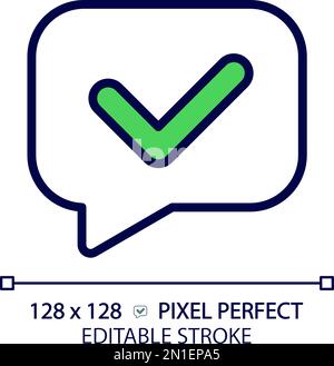 Speech bubble with tick pixel perfect RGB color icon Stock Vector