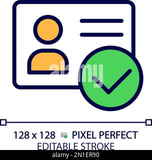 Identity verified pixel perfect RGB color icon Stock Vector