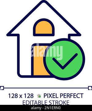 House verification pixel perfect RGB color icon Stock Vector