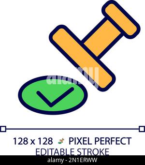 Approval stamp pixel perfect RGB color icon Stock Vector