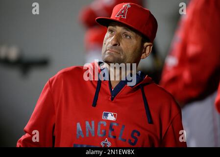 Los Angeles Angels bench coach Rob Picciolo fills in as manager for Mike  Scioscia against the Atlanta Braves at Angel Stadium in Anaheim, California  on May 22, 2011. The Angels won 4-1.