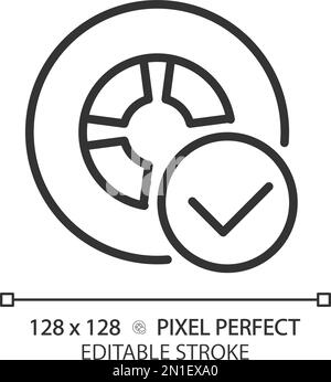 Vehicle tire safety pixel perfect linear icon Stock Vector