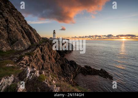 Douglas Head lighthouse at sunrise, Douglas, Isle of Man, Europe Stock Photo