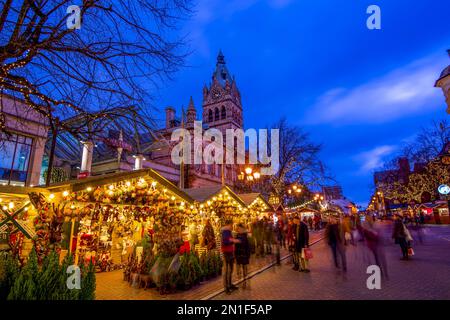 Market stalls at Christmas in Chester, Cheshire, England, United Kingdom, Europe Stock Photo