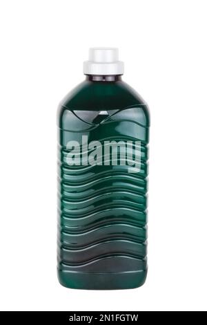 Green plastic detergent bottles isolated on white background Stock Photo