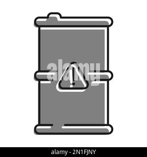 Linear filled with gray color icon, Metal Barrel With Danger Sign. Storage And Disposal Of Hazardous Substances. Simple black and white vector Isolate Stock Vector