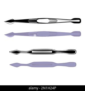 Manicure and pedicure cuticle pusher. Nail care tools, vector Stock Vector