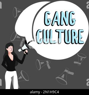 Text caption presenting Gang Culture, Word for particular organization of criminals or group of gangsters that follow ones habits Stock Photo