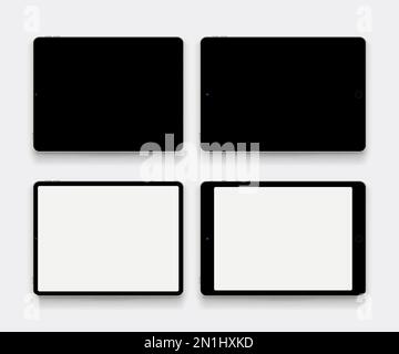 tablets lying on white back in set Stock Vector