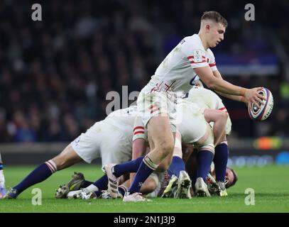 England's Jack Van Poortvliet during the Guinness Six Nations Calcutta Cup match between England and Scotland at Twickenham Stadium in London, Britain Stock Photo