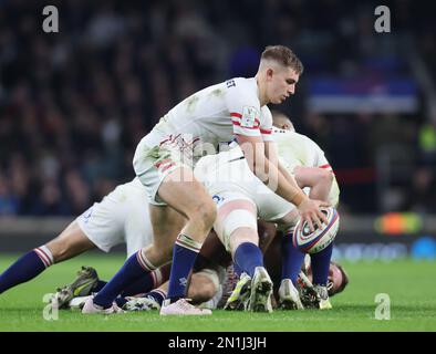 England's Jack Van Poortvliet during the Guinness Six Nations Calcutta Cup match between England and Scotland at Twickenham Stadium in London, Britain Stock Photo