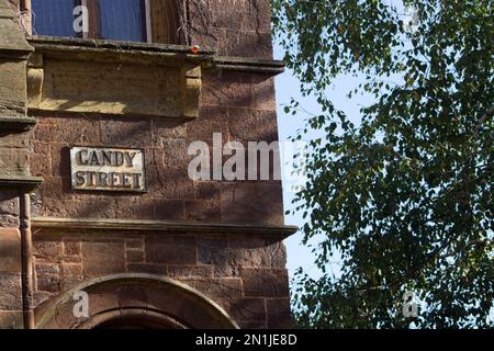 EXETER, DEVON, UK - OCTOBER 28, 2018 Gandy Street sign in the city centre Stock Photo