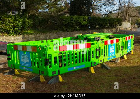 Work being undertaken by City Fibre to install a brand new ultrafast broadband network in the area at Poole, Dorset UK in February Stock Photo