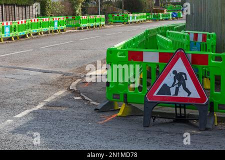 Work being undertaken by City Fibre to install a brand new ultrafast broadband network in the area at Poole, Dorset UK in February Stock Photo