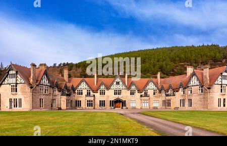 Braemar Aberdeenshire Scotland Mar Lodge Estate building wings and entrance doorway Stock Photo