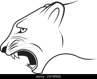 The profile of the head of an enraged puma ready to attack Stock Vector
