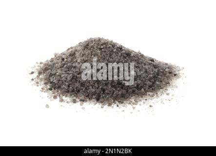 Pile of ground black salt isolated on white Stock Photo