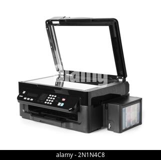 New open multifunction printer isolated on white Stock Photo