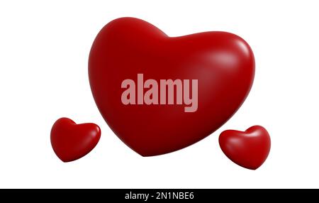 Happy Valentines Day decorated with hearts on white background. 3D ...